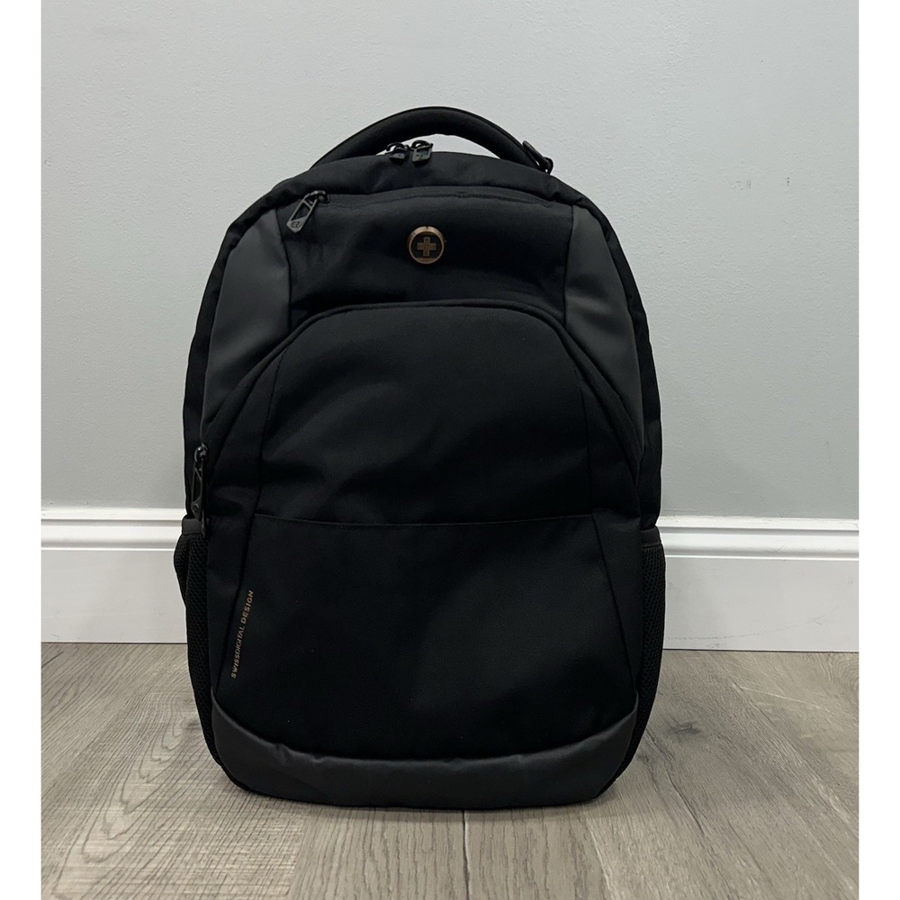 Swissdigital Design Black Backpack for Laptop, Padded, USB Charging System NWOT
